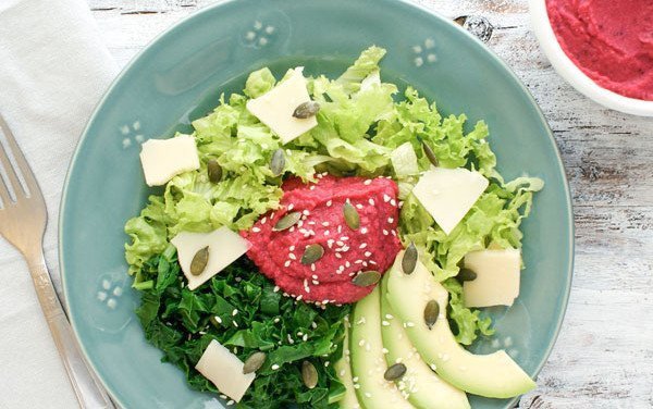 Beetroot, Avocado and Humus Salad