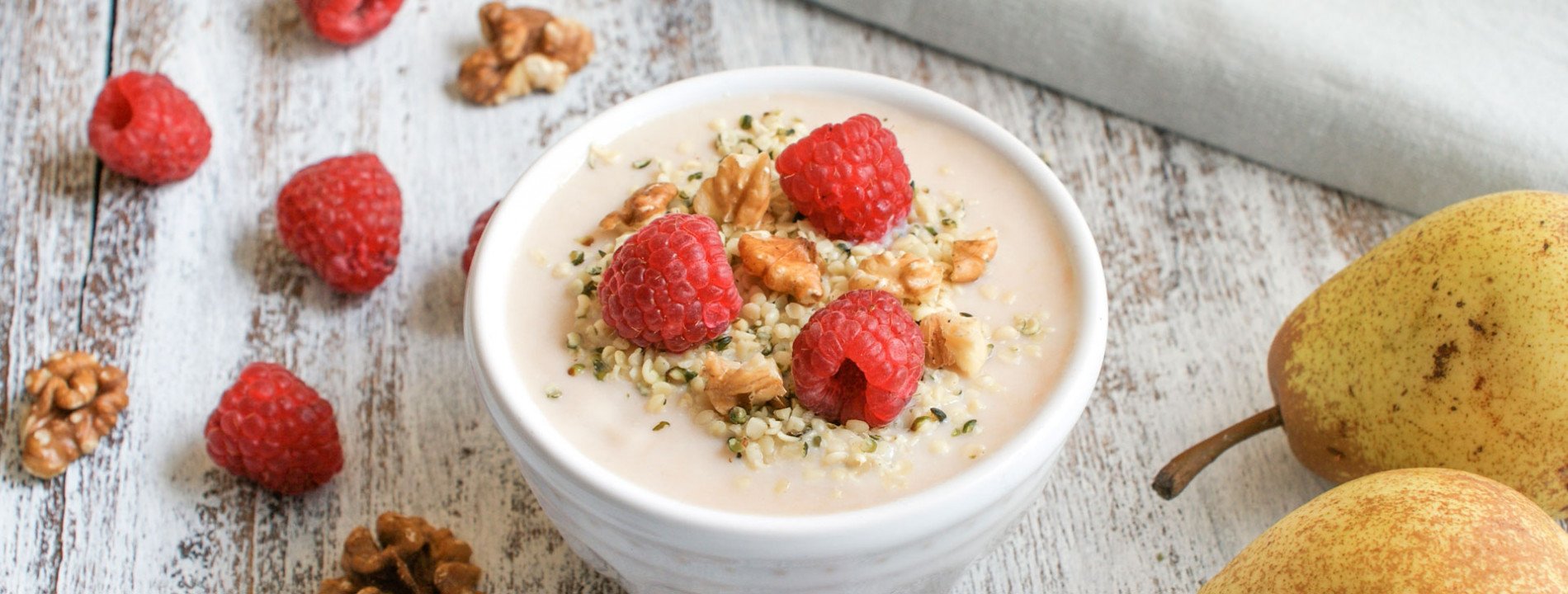 Pear Mousse and Raspberries