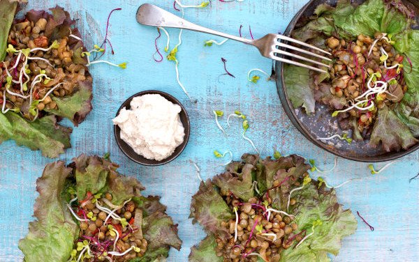 Tacos de Lentilhas com Molho Especial