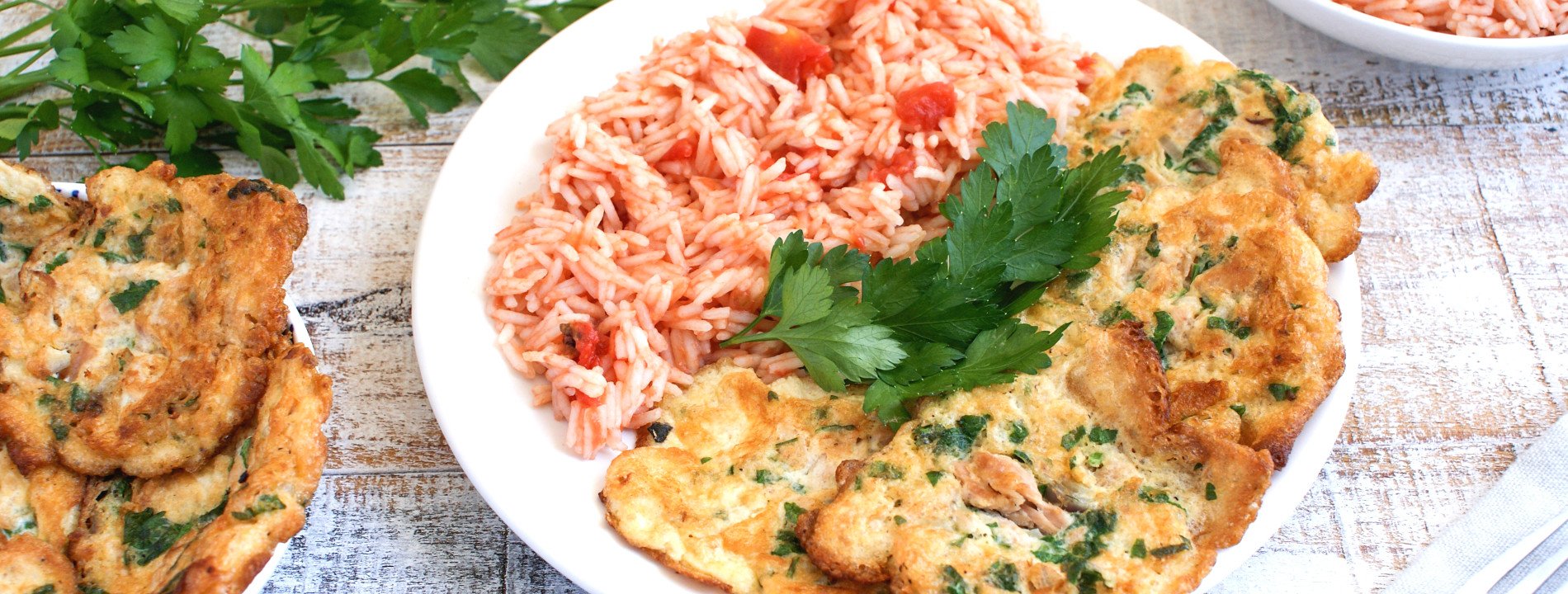 Pataniscas de Atum com Arroz de Tomate